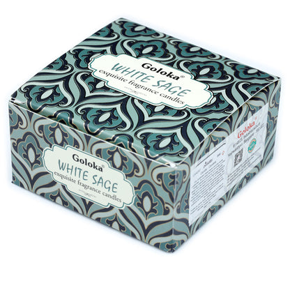 Goloka White Sage Wax Candle Tin in home setting