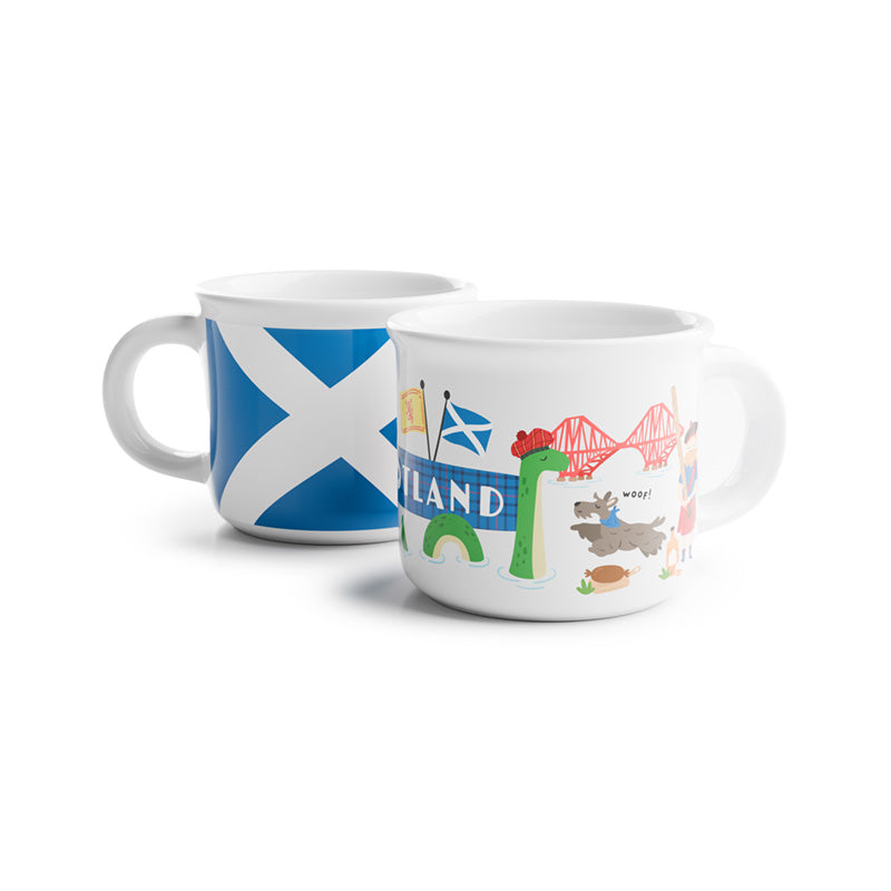 Set of 2 porcelain espresso cups with Scottish design