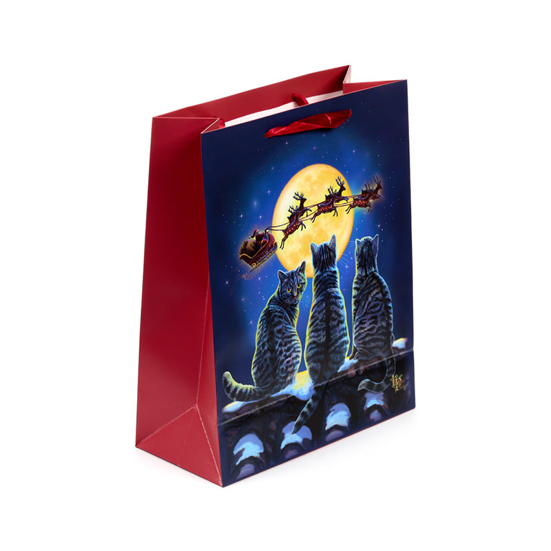 Lisa Parker Christmas Cats Gift Bag with decorative tag