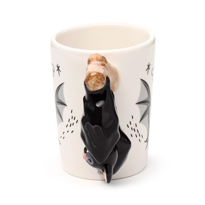 Bat Shaped Handle Ceramic Mug - Angled View