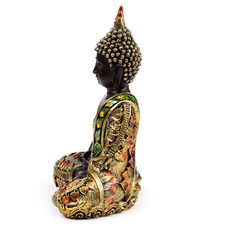 Elegant Black & Orange Buddha statue for home decor