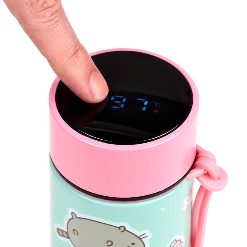 Digital thermometer on Pusheen the Cat drinks bottle