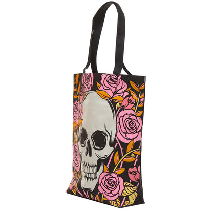 Skulls and Roses Tote Shopping Bag inner pocket