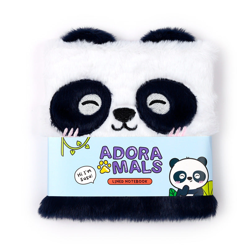 Open Adoramals Susu the Panda Plush Notebook with Lined Pages