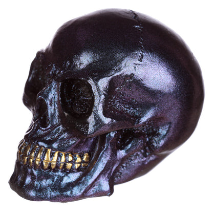 Gothic Iridescent Skull Ornament with a candle