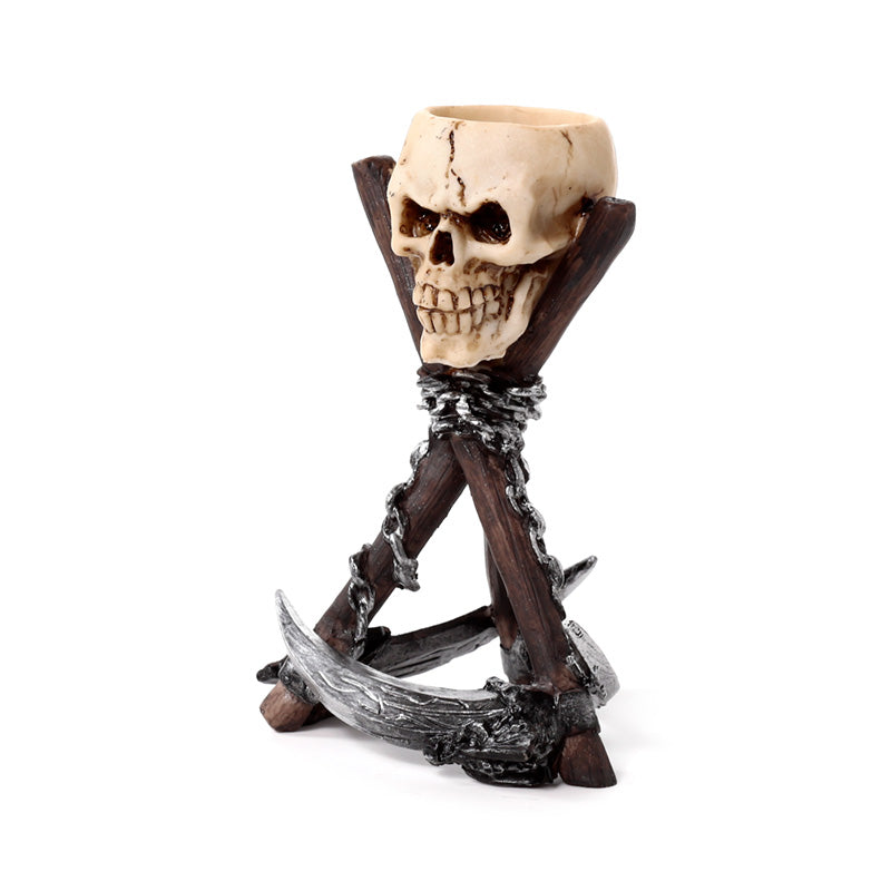 Spooky skull head tea light holder for home decor