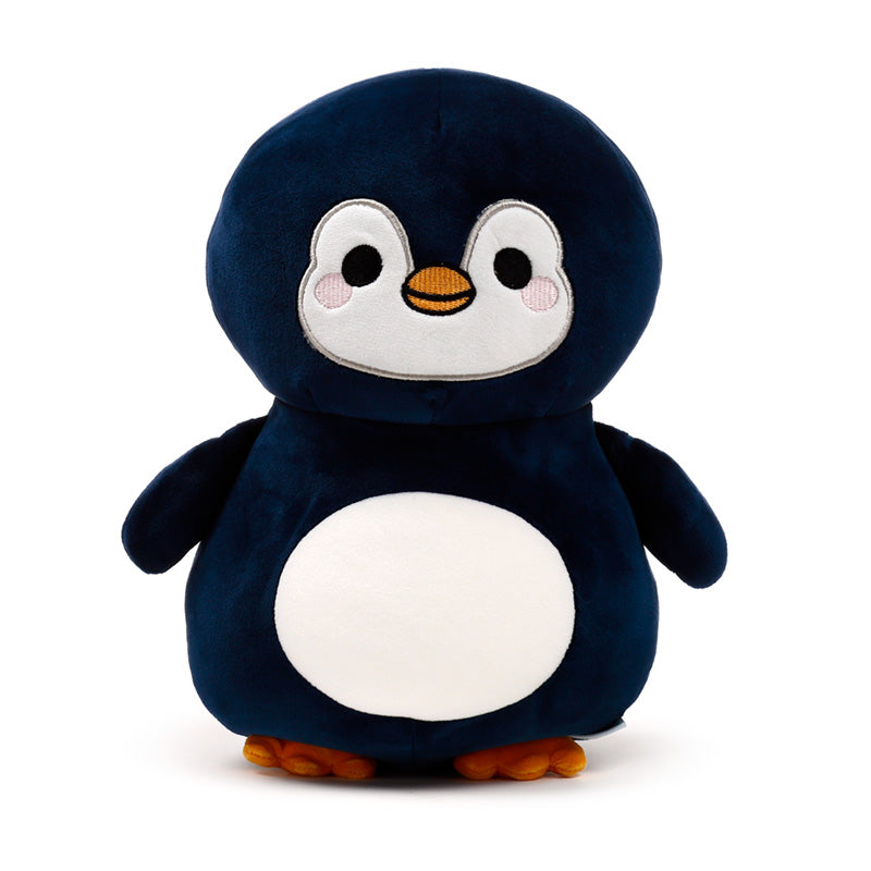 Soft plush travel pillow featuring Nico the Penguin