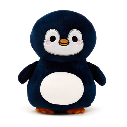 Soft plush travel pillow featuring Nico the Penguin
