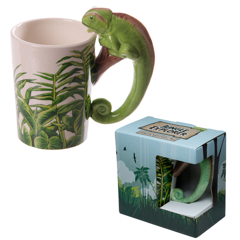 Chameleon Shaped Handle Ceramic Mug - Front View