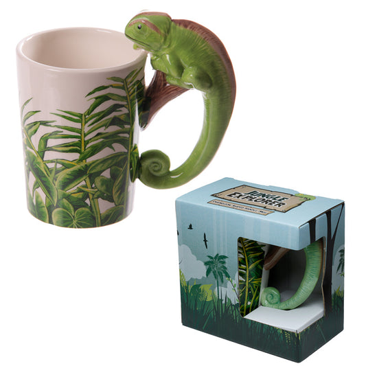Chameleon Shaped Handle Ceramic Mug - Front View