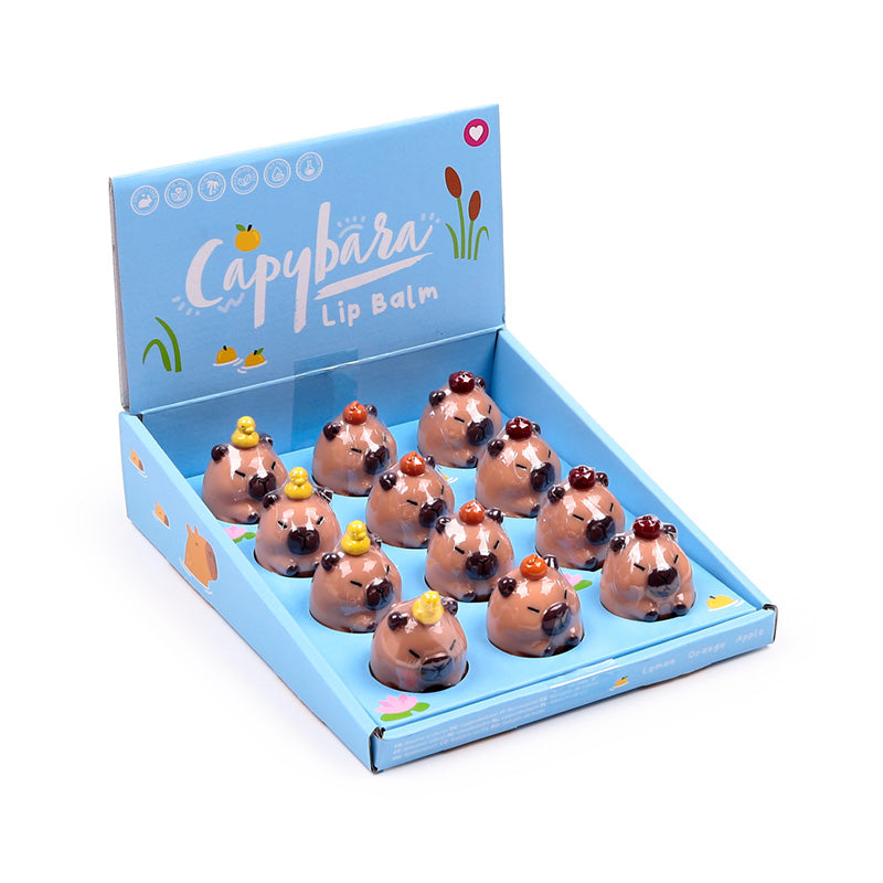 Capybara Shaped Lip Balm in playful holder