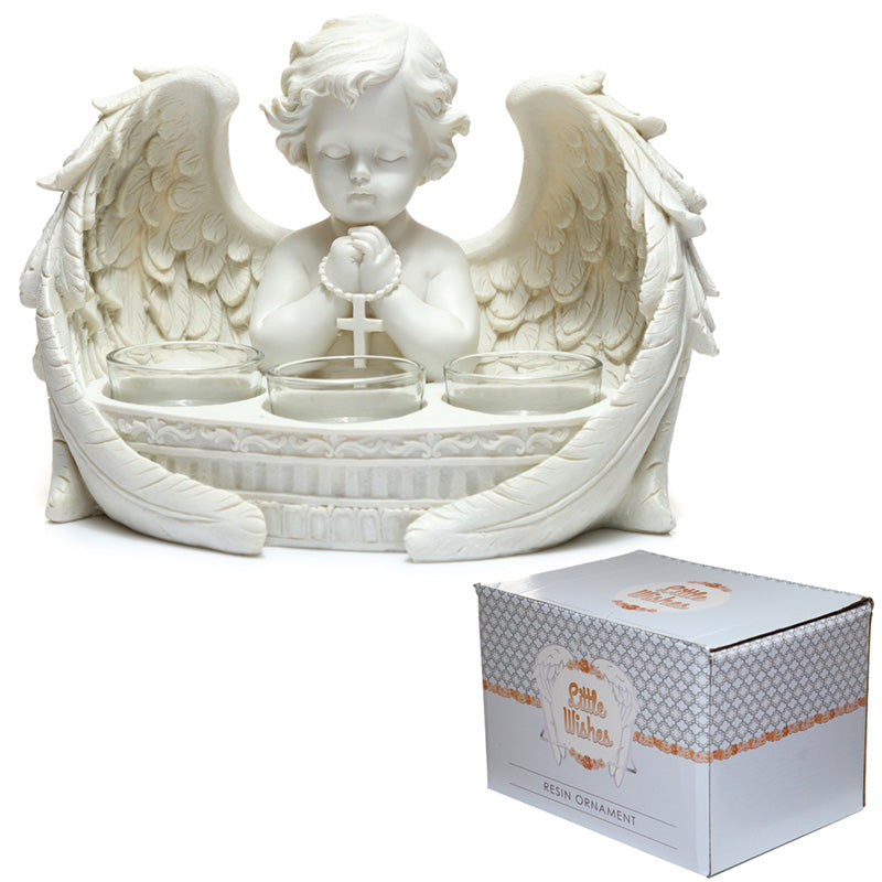 Triple Candle Cherub Tea Light Holder - Elegant Accent
