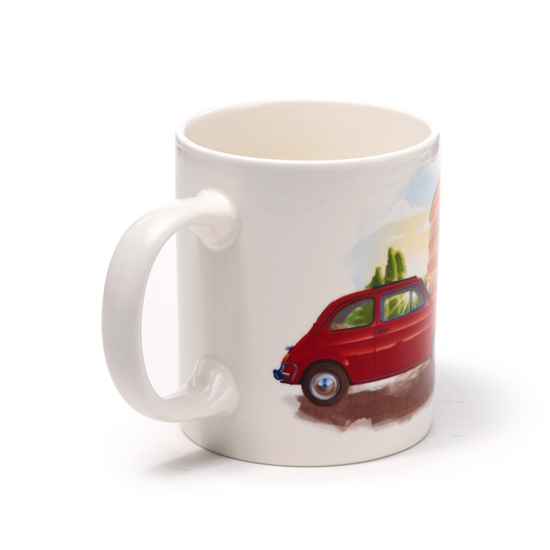 Fiat 500 Rome Porcelain Mug displayed