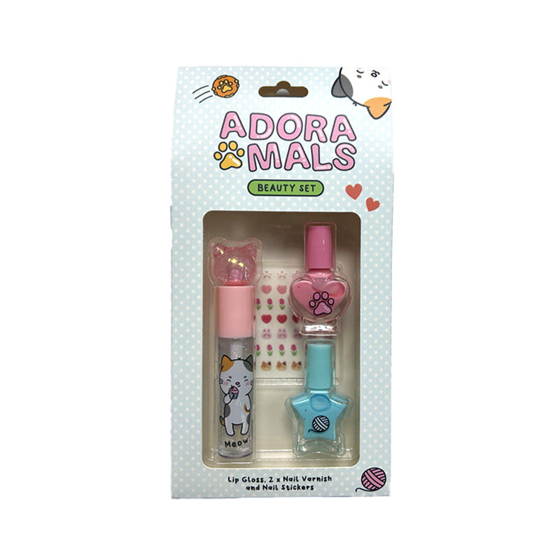 Kids Lip Gloss & Nail Cosmetic Beauty Set featuring Lola the Cat