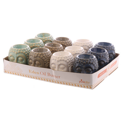 Ceramic Crackled Glaze Buddha Head Oil Burner - Gift Idea