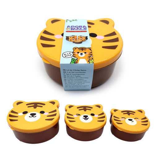 Adoramals Tiger Shaped Lunch Boxes Set of 3