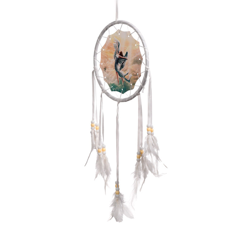 Serene small dreamcatcher with angel artwork