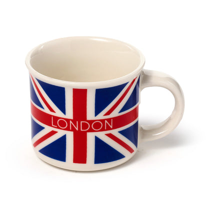 Porcelain espresso cups set displayed with coffee