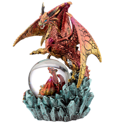Fantasy-themed snow globe with dragon