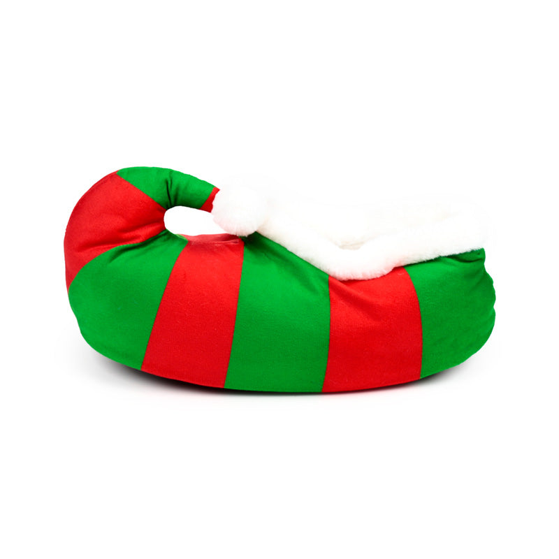 Jingle Bunch Christmas Elf Plush Slippers displayed as a gift