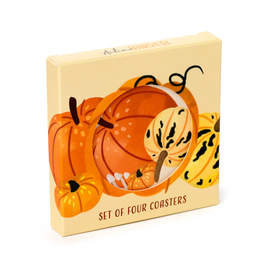 Set of 4 Cork Novelty Coasters Autumn Harvest 1