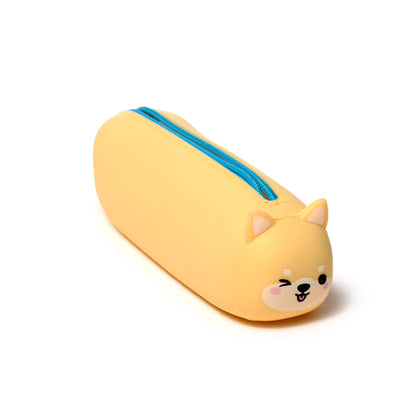 Adoramals Shiba Inu Dog Silicone Pencil Case with stationery items