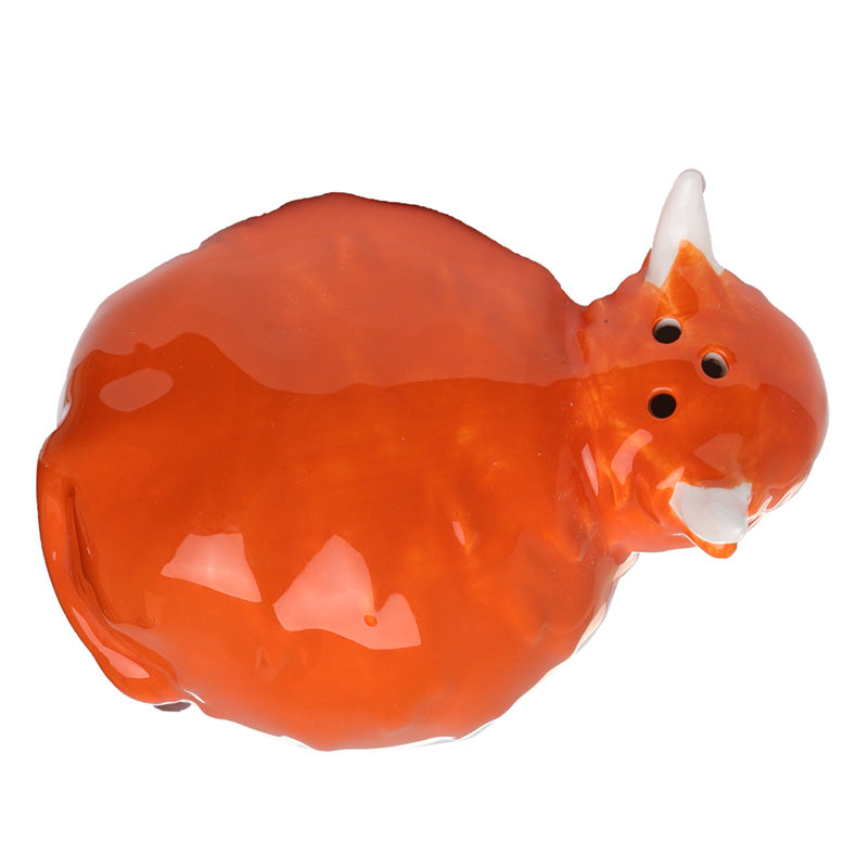 Ceramic Salt & Pepper Shakers with Highland Cow Design