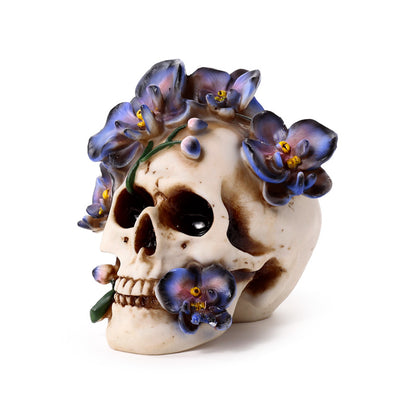 Gothic decorative skull with nature-inspired design