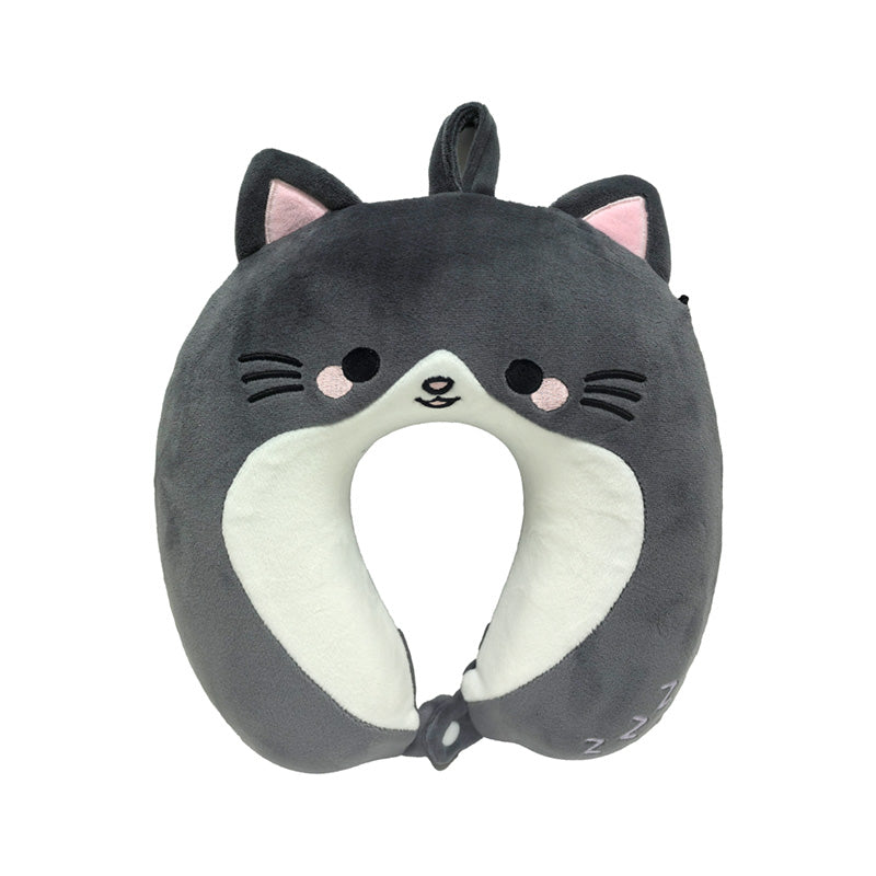 Relaxeazzz Plush Kids Memory Foam Travel Pillow - Smudge the Cat