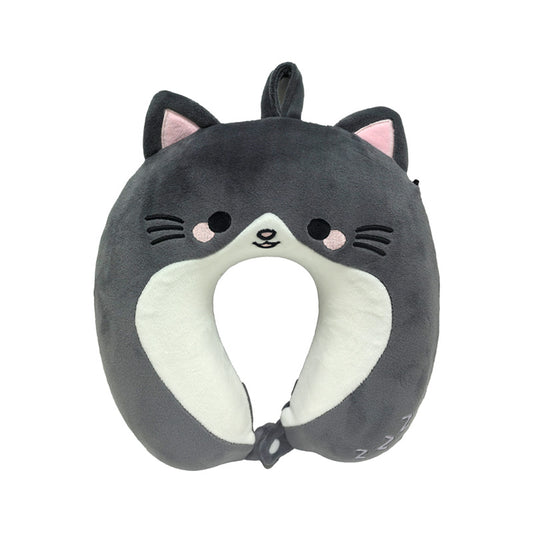 Relaxeazzz Plush Kids Memory Foam Travel Pillow - Smudge the Cat