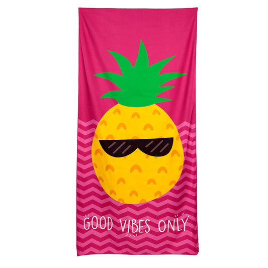Good Vibes Pineapple Microfibre Beach Towel design