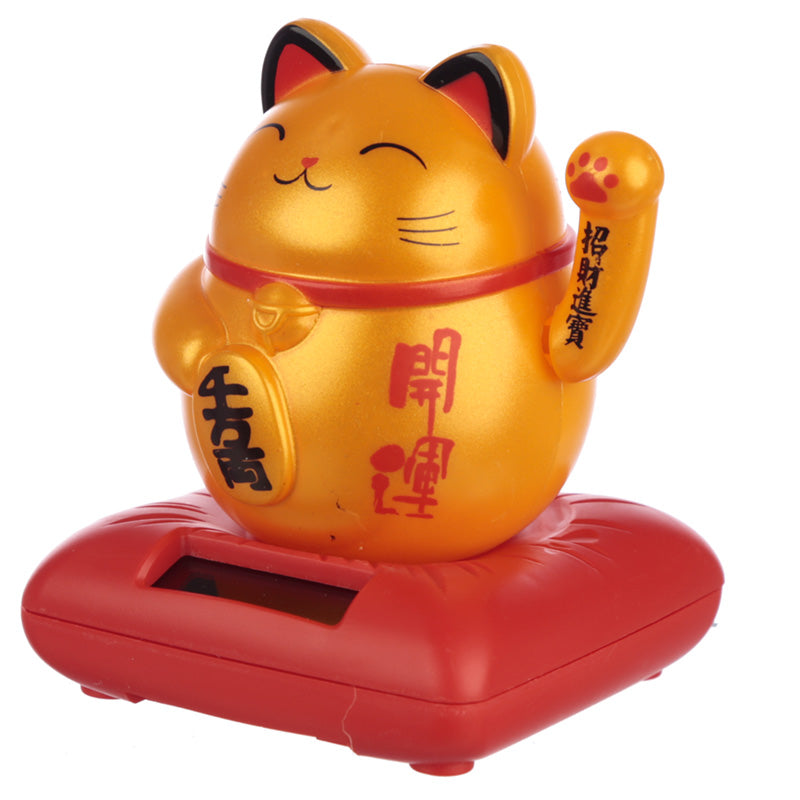 Whimsical waving cat for office desk decor