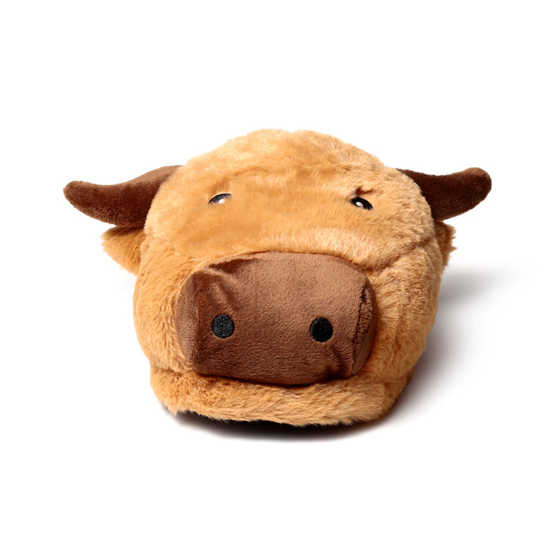 Soft Highland Coo Plush Slippers for home comfort