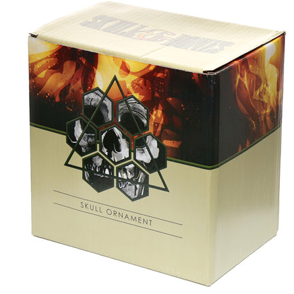 Fantasy Skull Ornament with Black Cat - Gothic Decor