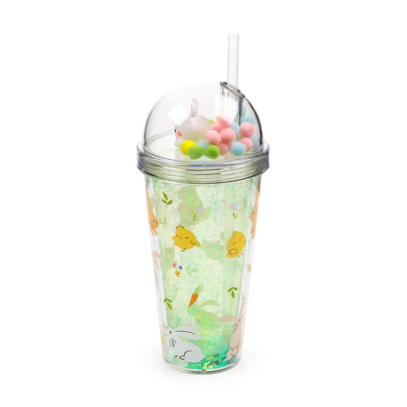 Reusable springtime cup with lid and charms