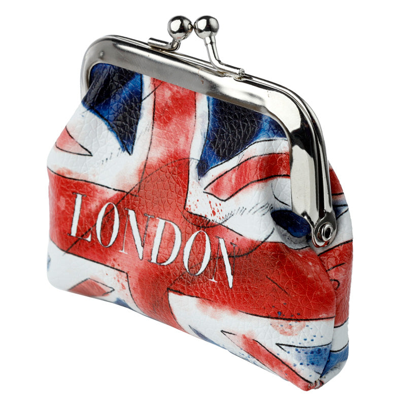 Close-up of Tic Tac London Tour and Union Jack Purse