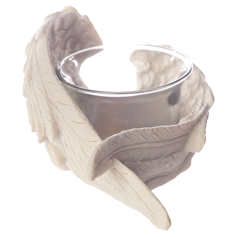Close-up of Winged White Angel Votive Holder