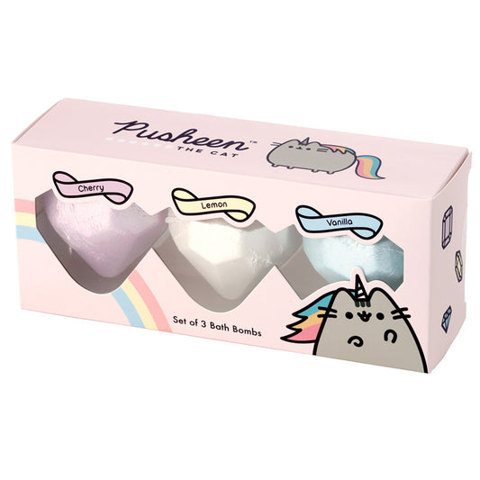 Handmade Pusheen Bath Bomb Set of 3 in packaging