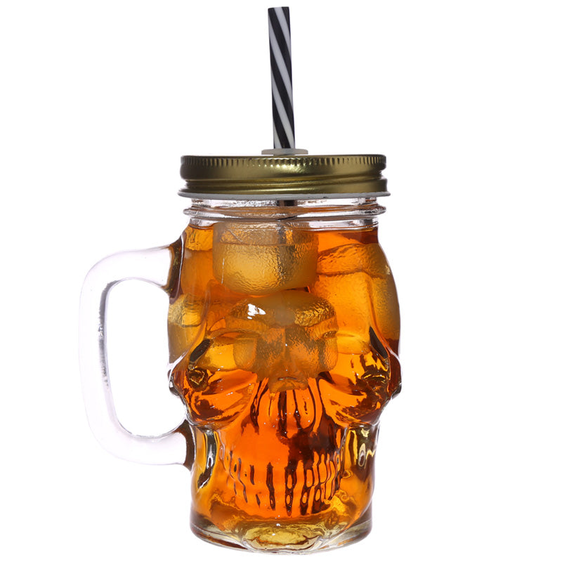 Close-up of Skull Glass Drinking Jar