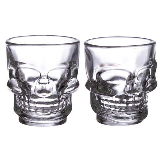 Skull shot glass set of 2 - decorative home bar accessory