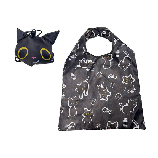 Handy Foldable Shopping Bag featuring Lucky the Black Cat design