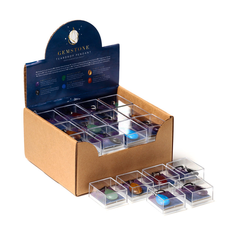 Elegant teardrop gemstone pendant in natural tones