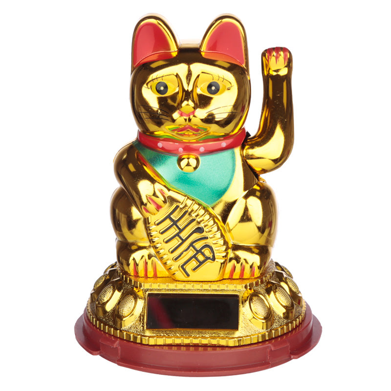 Solar Pal Maneki Neko Golden Lucky Waving Cat