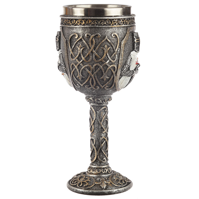 Decorative goblet featuring a medieval knight design