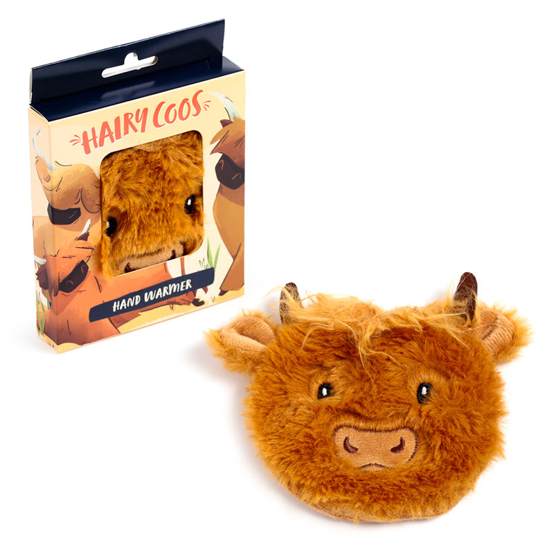 Highland Coo Plush Hand Warmer gift presentation