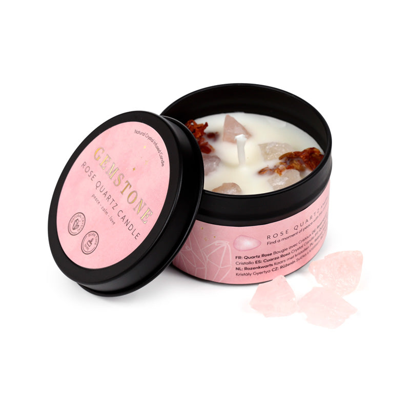 Natural Wax Candle Tin with floral design