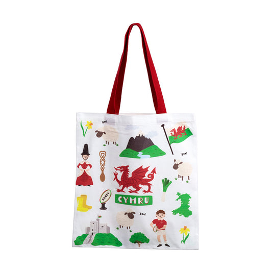 Welsh Dragon Tote Shopping Bag - front view