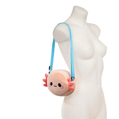 Adoramals Maddie the Axolotl Plush Crossbody Bag with adjustable strap