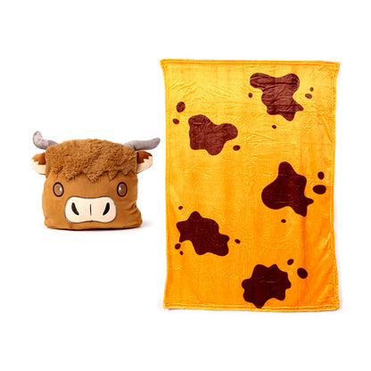 Highland Coo 2-in-1 Blankeazzz Plush Toy & Travel Blanket