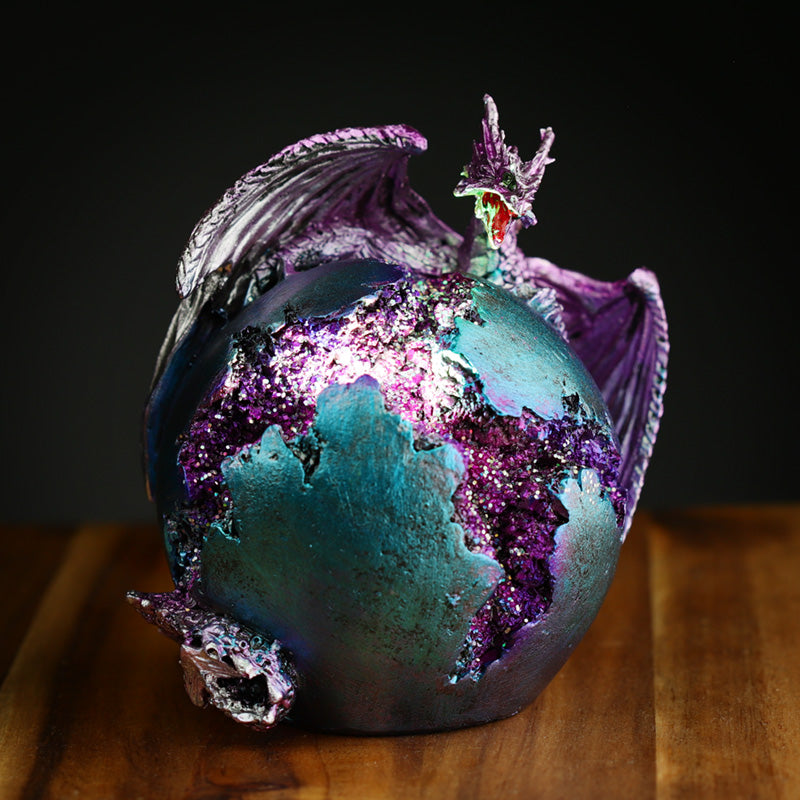 Unique home decor accent - Geode Egg Dragon Figurine